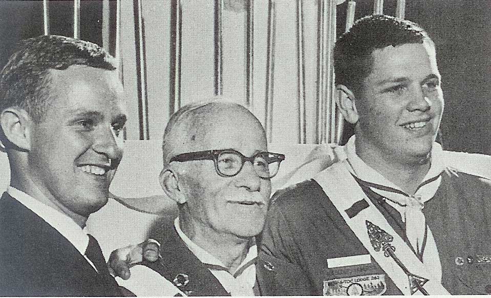 Michael S. Costello, National Conference Chief; Dr. E. Urner Goodman, Founder of the Order of the Arrow; Earl Davis, National Conference Vice-Chief 1965 National Officers